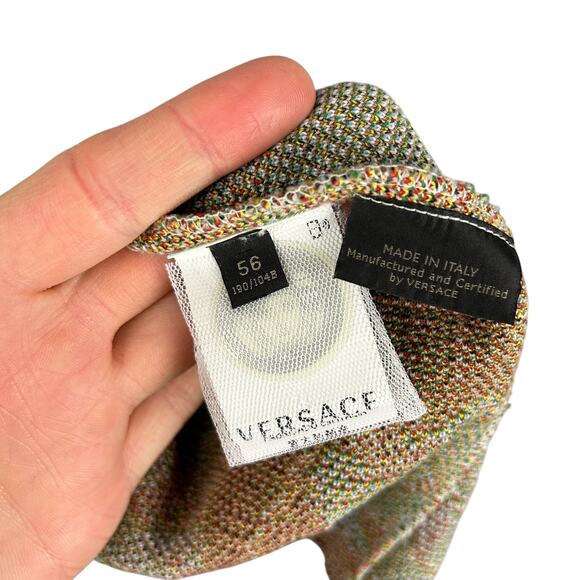 Versace x Disney Long Sleeve Cinderella Intarsia Graphic Blue Crew Neck Sweater - Picture 5 of 7